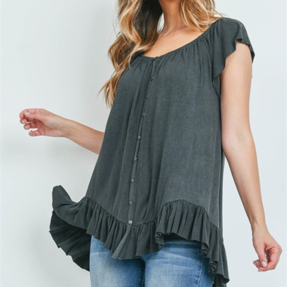 Olive off shoulder Boho style top - Picture 9 of 10